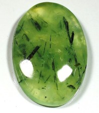 Cabochon ovale préhnite vert naturel 67 ct 7 x 25 x 37 mm pierre précieuse HA...