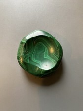 petit cendrier Vide Poche Malachite verte polie Pierre Gemmologie vintage