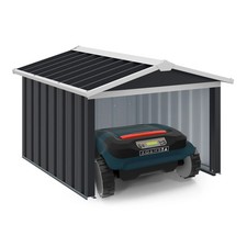 Garage pour robot tondeuse toit à 2 pentes métal gris anthracite 86 x 98 x 62 cm