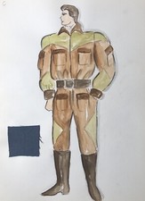 Dessin Original Vintage Croquis MODE Homme Ensemble Combinaison XXe #43