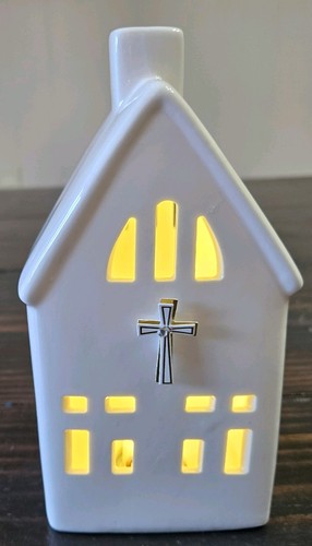 Lighted ceramic church - lighted, decor