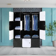 Diy Penderie 12 Cubes Armoire de placard modulaire avec barre de suspension
