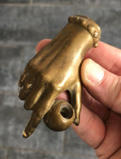 Ancien Joli Presse papier porte crayon Bronze Main