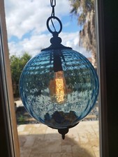 Suspension Luminaire Verre Murano Vintage Bleu