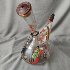 ANCIEN POUROU PICHET CATALAN EN VERRE EMAILLE DECOR  TOREADOR TAUROMACHIE