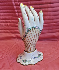 Baguier Forme Main Porte Bijoux Porcelaine Décor Fleur Dorure  Déco Vintage