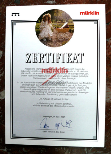 Märklin certificat pour - :,