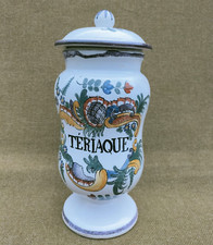 ANCIEN POT À PHARMACIE EN FAÏENCE - TÉRIAQUE - H : 26,5 cm