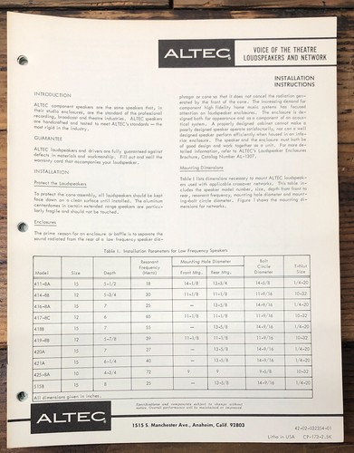 Altec vott 411 - altec, 604-8g