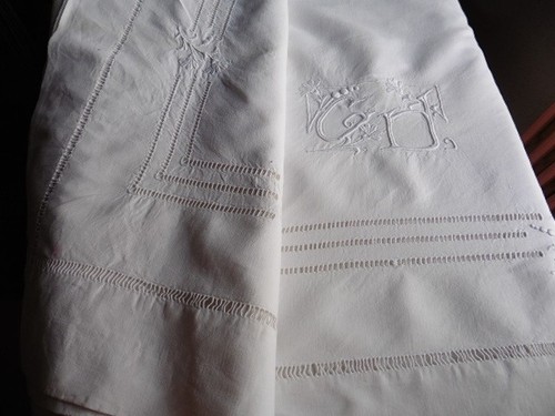 Ancien drap retours lin - retours,