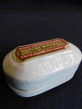 TRÈS RARE BOITE MINIATURE DENTIFRICE BOTOT EN PORCELAINE/PUBLICITÉ/POUPÉE - XIXè