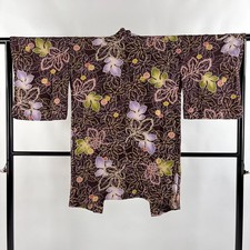 Élégante veste kimono haori M longueur 95 cm manches 64 cm motif violet or