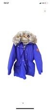 Parka Ralph Lauren bleu (violet) en duvet d’oie avec fourrure capuche amovible 