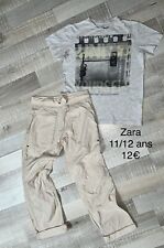 Zara 11 / 12 ANS GARÇON: T Shirt + Pantalon Coton Beige Été TBE