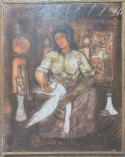 Oil Huile grand tableau scène