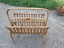 ANCIEN PORTE-REVUES BAMBOU OSIER VINTAGE ANNÉES 70