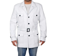 Veste en cuir blanc pour