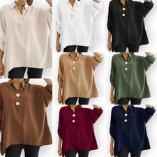 Blouse avec col à bouton dorés motifs | Taille unique 38-44