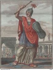 Italie Rome Antiquité Costume Prêtre Salien Culte de Mars Bouclier Lance Casque