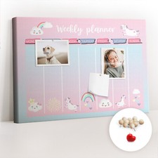 Tableau en liège Pour les notes 60x40 Planificateur hebdomadaire licornes