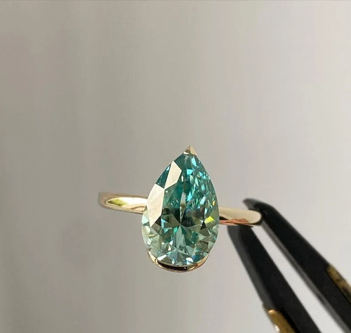 Anneau solitaire diamant bleu - anneau,
