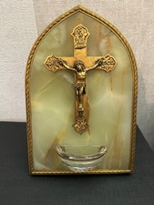 Bénitier Ancien Marbre Et Laiton 19ème Napoléon III