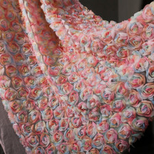 3D Rose Fleur Tissu Maille Semi Transparent Floral Tulle pour Robe DIY Matériel