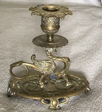 Très Ancien Bougeoir à Main en BRONZE à Décor de DRAGON ou GRIFFON ou CHIMÈRE