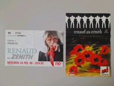 place de concert ticket billet Renaud zénith 1986 et 1988 Paris lot spectacle 