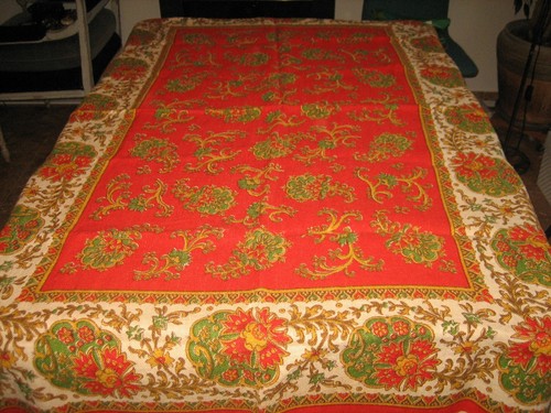 Ancienne nappe toile - en, décor