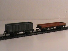 lot 2 wagons marchandises HO HORNBY ACHO/TOMBEREAU/PLAT ROUES RAYONS/OCC