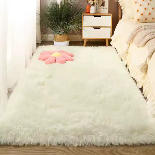 Tapis laine soie blanc - tapis,