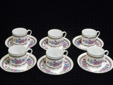 SERVICE THE CAFE 6 TASSES SOUCOUPES ASSIETTES PORCELAINE ASIATIQUE CHINE CHINA