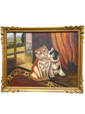 Tableau Ancien Les Deux Chats