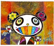 Takashi Murakami, Panda arc en ciel. dessin signé.