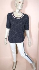 ? Kookai Taille 36 ? Superbe pull gris bleu manches 3/4 femme en coton pullov