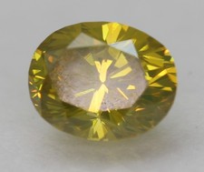 0.32 Carat Canari Jaune VS1 Ovale Naturel Amélioré Diamant 4.61X3.69mm W Vidéo