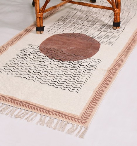 Tapis dhurrie rectangle coton - tapis,