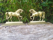 Garniture de Cheminée Paire de chenet ,  Chevaux Bronze Ancien Sculpture 