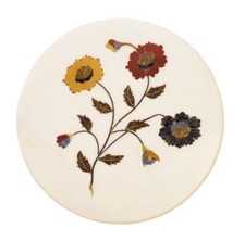 18 " Marbre Rond Artisanat Incrustation Demi Précieux Pierres Maison Pièce Décor