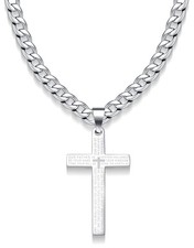 Bijoux Acier Inoxydable Collier Bible Prière Religieux Croix Pendentif pour L...