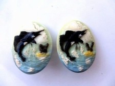 BOUCLES D'OREILLE CLIPS VINTAGE 60 DECOR ESPADON FRENCH EARRINGS SWORDFISH