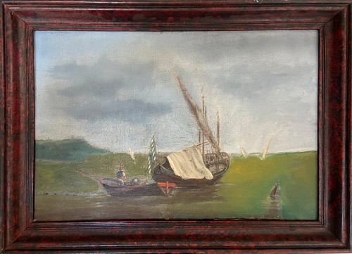 Peinture marine ancienne - peinture,