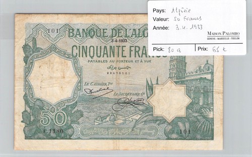 Billet algerie francs - -, 50