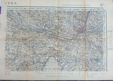 Ancienne carte de Bretagne année 40/41, Nantes, Sautron, Rouans, Lac Grand -Lieu