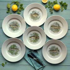 Six Limoges Fish Plates. Limoges Dinner Plates. Fish Dinnerware Set