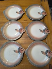 Six assiettes à poisson en faïence de Digoin Sarreguemines  1920/1950