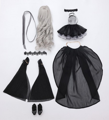 Bjd clothes black - clothes, wig