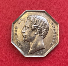 Beau jeton argent octogonale Chambre de commerce de Marseille. Napoléon III