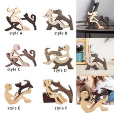 Femme en bois chien sculpture